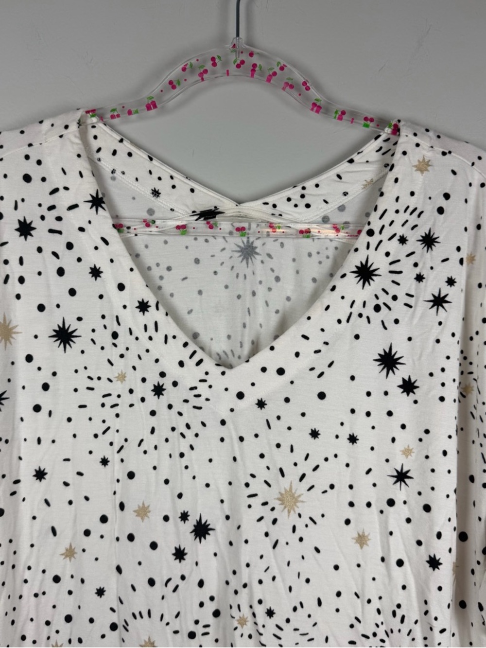 Soma Cool Nights Long Sleeve Nightgown, Stargazer Grand Medium Ivory Pajamas - Picture 9 of 12